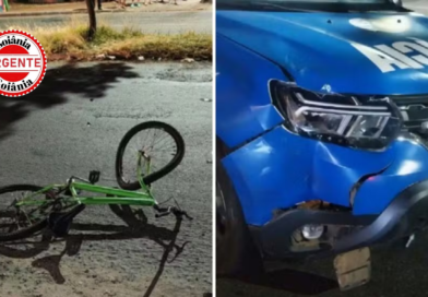 Ciclista morre ao ser atropelado por viatura da Polícia Militar em Goiânia.