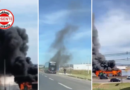 Ônibus com 16 passageiros pega fogo na BR-153 após pane mecânica e causa congestionamento de 5 km