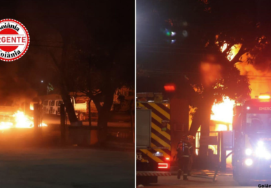 Incêndio destrói frota de caminhões da Secretaria de Infraestrutura, em Goiânia