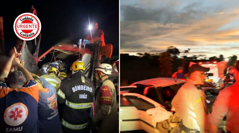 Colisão múltipla na GO-219, em Guapó, provoca quatro mortes e mobiliza força-tarefa de resgate