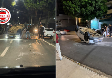 Capotamento na Rua 139 provoca danos materiais no setor Marista, em Goiânia