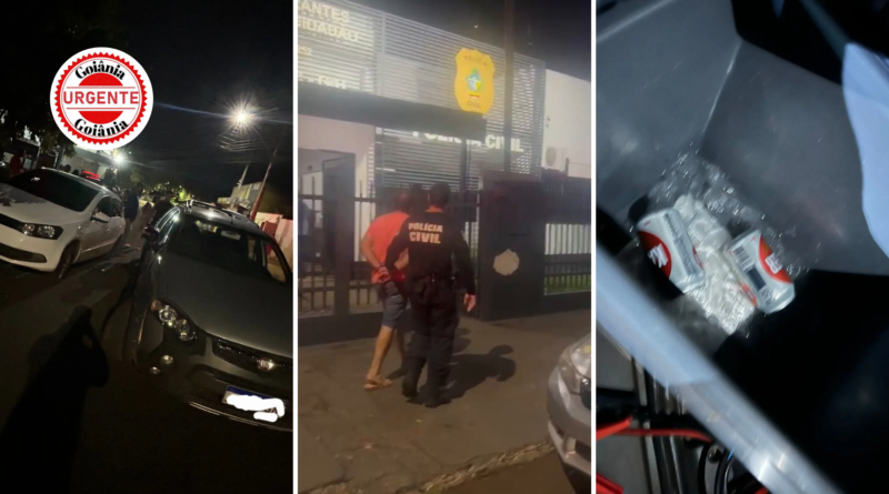Motorista é preso por embriaguez ao volante após colidir com carro estacionado em frente à delegacia, em Itumbiara