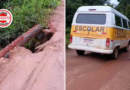 Transporte escolar atravessa ponte danificada e expõe alunos a risco, em Aragoiânia