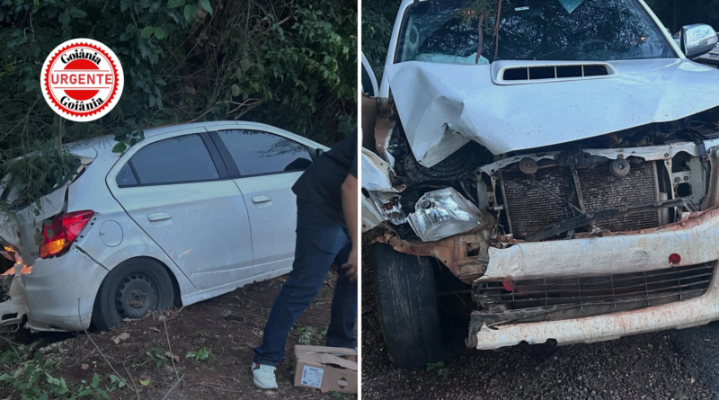 Colisão envolve veículo da Saúde de Santa Terezinha de Goiás durante transporte de pacientes para tratamento, em Ceres