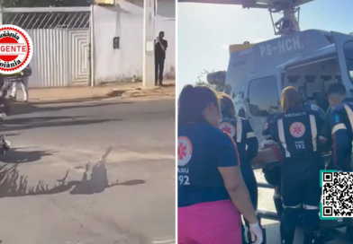 Motociclista sofre traumatismo grave e é transferido de helicóptero após colisão, em Aparecida de Goiânia