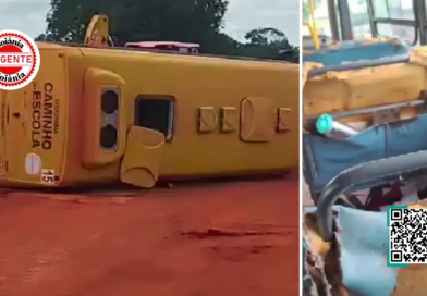 Ônibus escolar tomba em estrada rural de Mozarlândia após série de alertas ignorados sobre falhas mecânicas