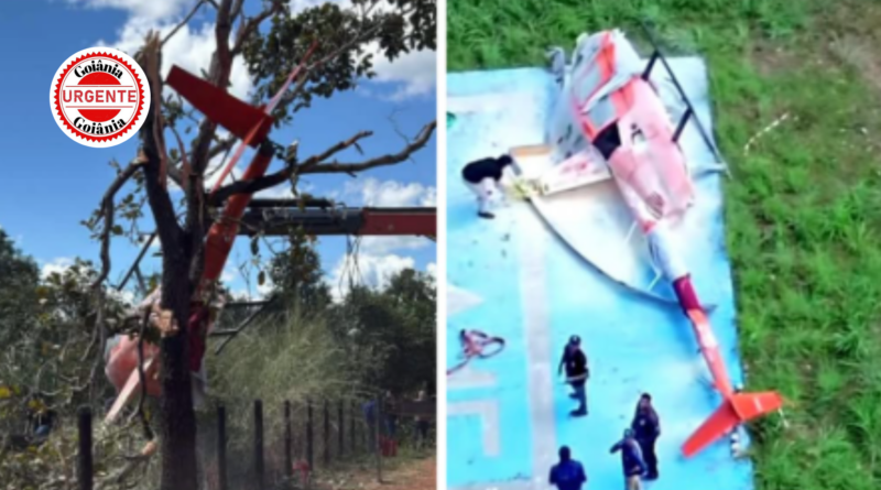 Helicóptero de Henrique e Juliano sofre queda em fazenda no Tocantins; piloto e passageiros escapam com ferimentos leves
