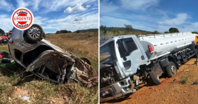Motorista morre após colisão violenta entre carro e caminhão na GO-139, em Caldas Novas