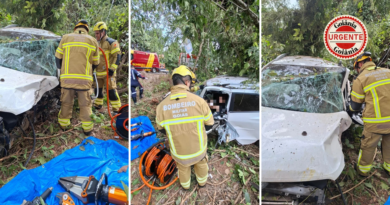 Motorista fica preso às ferragens após perder controle de veículo na GO-164