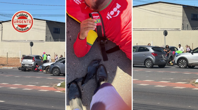 Colisão entre carro e motocicleta mobiliza Bombeiros na Avenida Rio Verde, em Aparecida de Goiânia