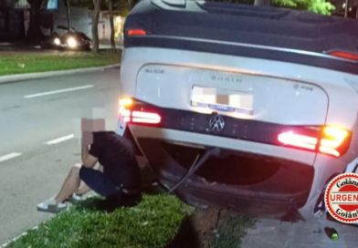 Médico é preso após atropelar motociclista, fugir e capotar carro, em Goiânia