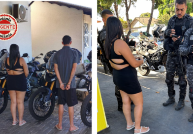 Casal suspeito de furtar capacete é preso após ser contido por motociclistas, em Goiânia