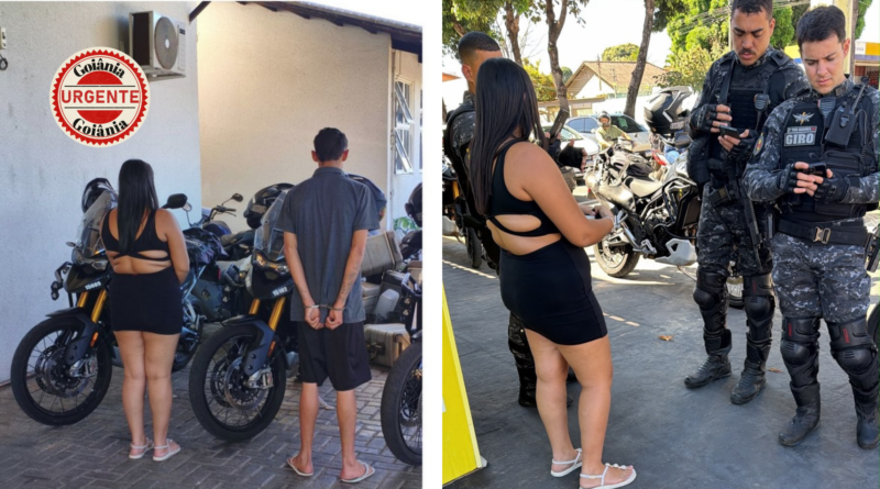 Casal suspeito de furtar capacete é preso após ser contido por motociclistas, em Goiânia