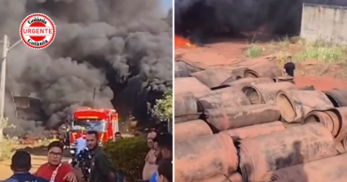 Incêndio de grandes proporções atinge fábrica no Setor Fonte das Águas, em Goiânia