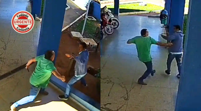 Vereador é flagrado agredindo secretário dentro da Prefeitura de Cromínia após discussão sobre demarcação de lotes