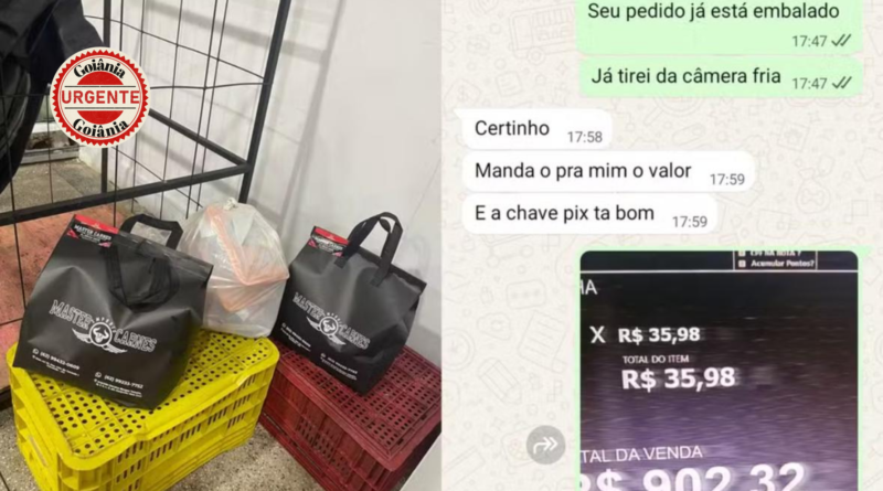 Golpista usa PIX falso para furtar carnes nobres, mas recebe ossos e pelancas e acaba preso, em Goiânia