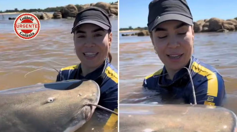 Naiara Azevedo fisga piraíba de 2,4 metros no Rio Araguaia e reforça importância da pesca esportiva, em Goiás