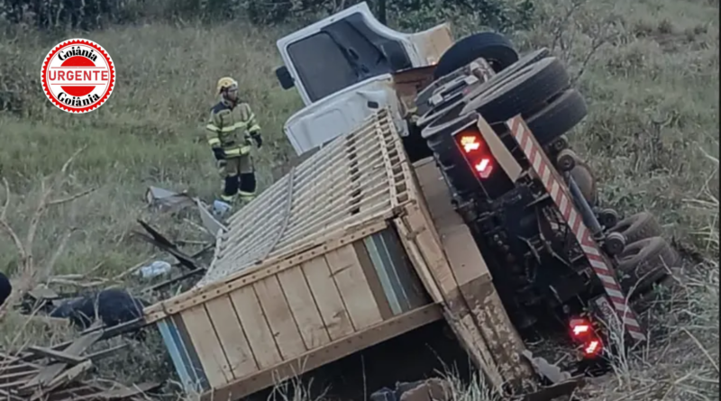 Motorista morre após caminhão com gado tombar na GO-050, em Jataí