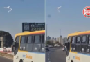 Pipa fica presa a ônibus e circula pelas ruas de Goiânia