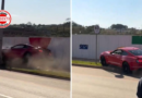 Mustang bate contra poste e estrutura após sair da pista, em avenida de Goiânia
