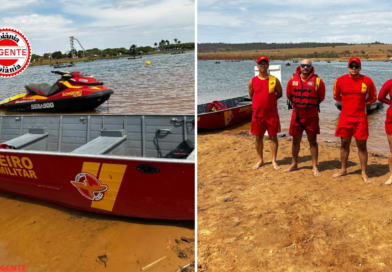 Barco naufraga e quatro pessoas são resgatadas por bombeiros em lago de Jataí