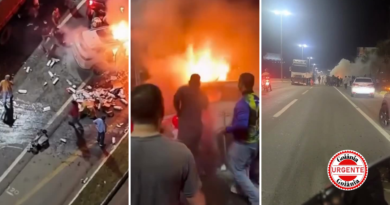 Motorista morre após carro bater de frente com carreta e pegar fogo na GO-020